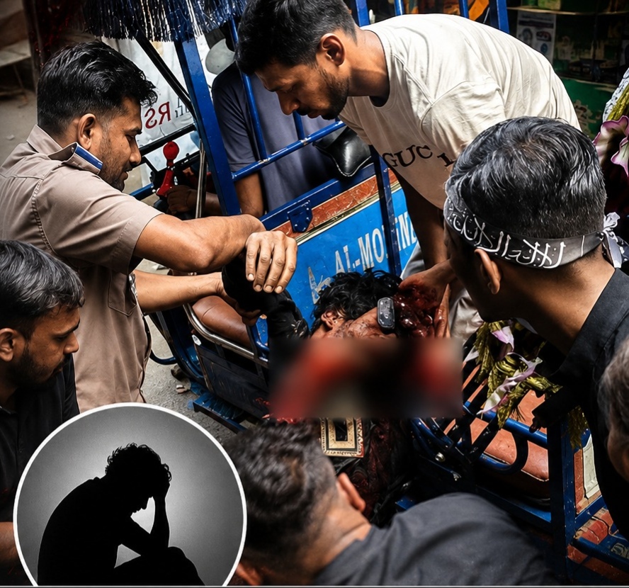 জাকির হোসেনকে হামলার পর স্থানীয়দের সহায়তায় হাসপাতালে নেওয়ার মু
